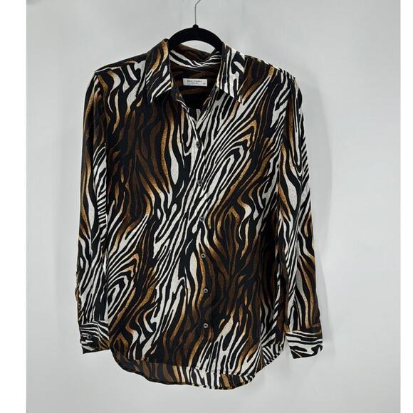 EQUIPMENT Reese Clean Zebra Print Silk Shirt Blouse bold statement versatile - Picture 2 of 8
